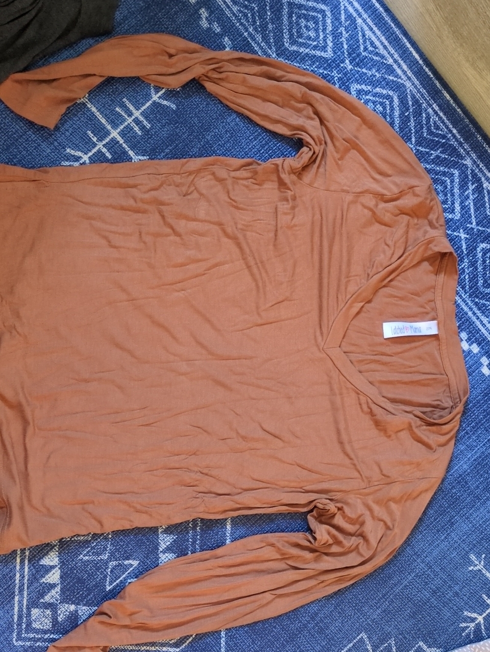 Latched Mama Nursing Rust Orange Long Sleeve V-Neck Top